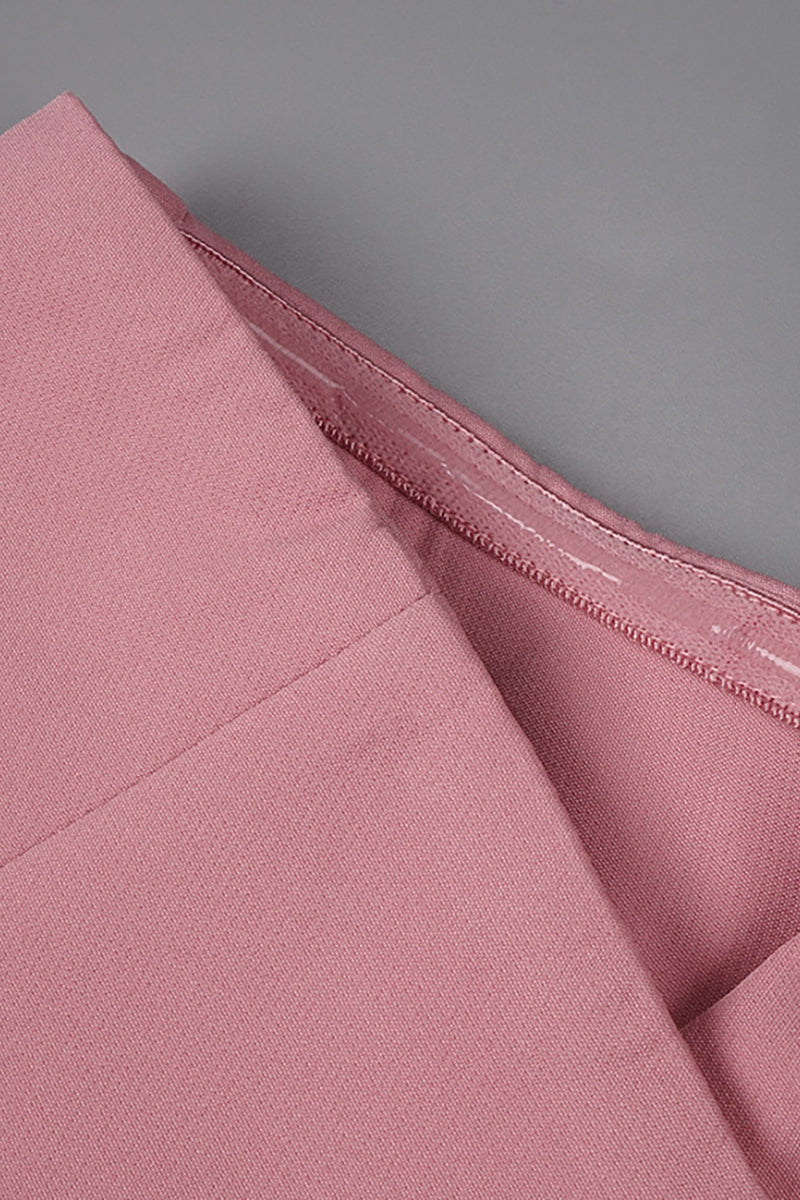 Midi-jurk met een schouder en strikkdetail roze