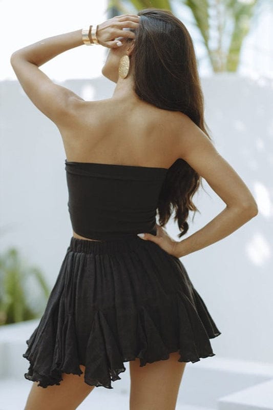 Chiffon Bandeau Minirok Met Volants Set Dames