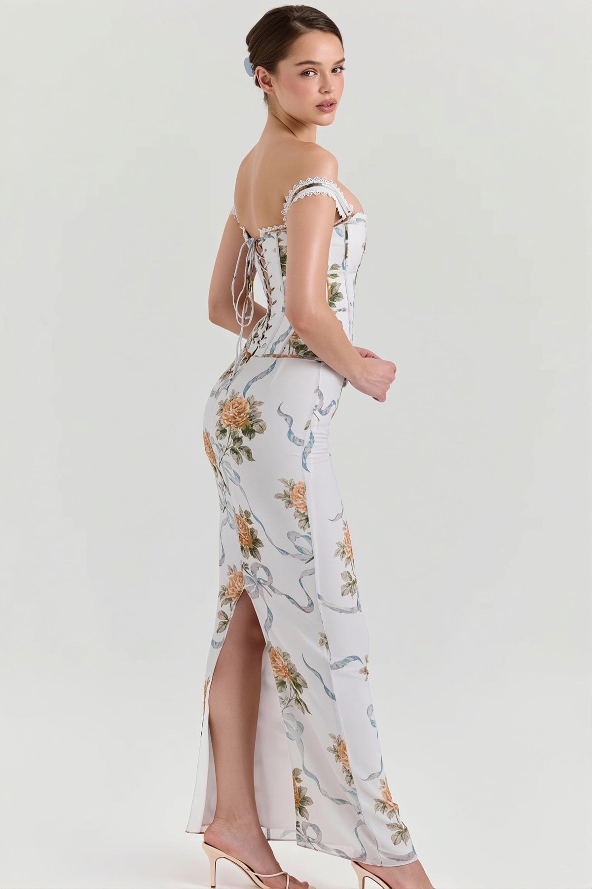 Dames Bloemenprint Bandeau Maxi Jurk