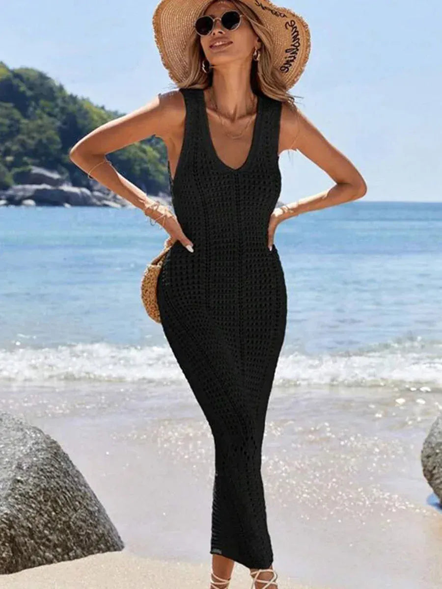Dames Gehaakte Holle V-hals Strandcover-up Tuniek