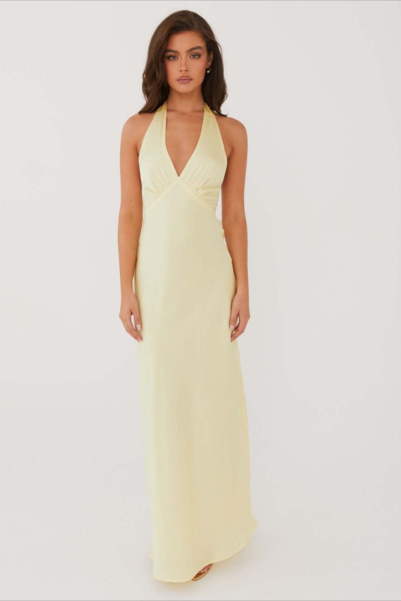Dames Maxi Jurk Met V Hals En Slim Fit