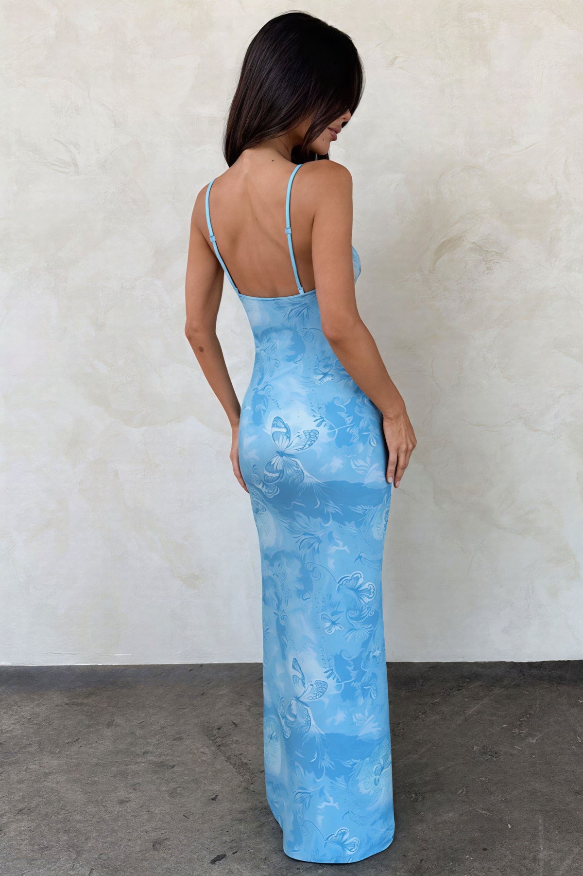 Dames Maxi Jurk Met Vlinderprint En V Hals