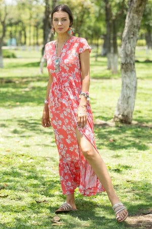 Ibiza Hippie Gebloemde Midi Jurk