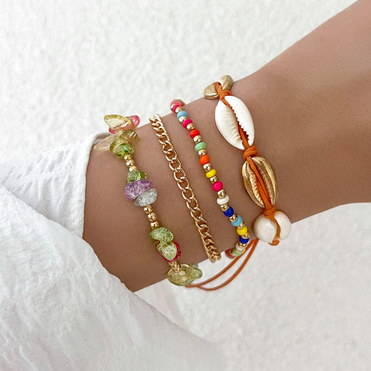 Kleurrijke Ibiza Armbanden Set Met Schelpjes