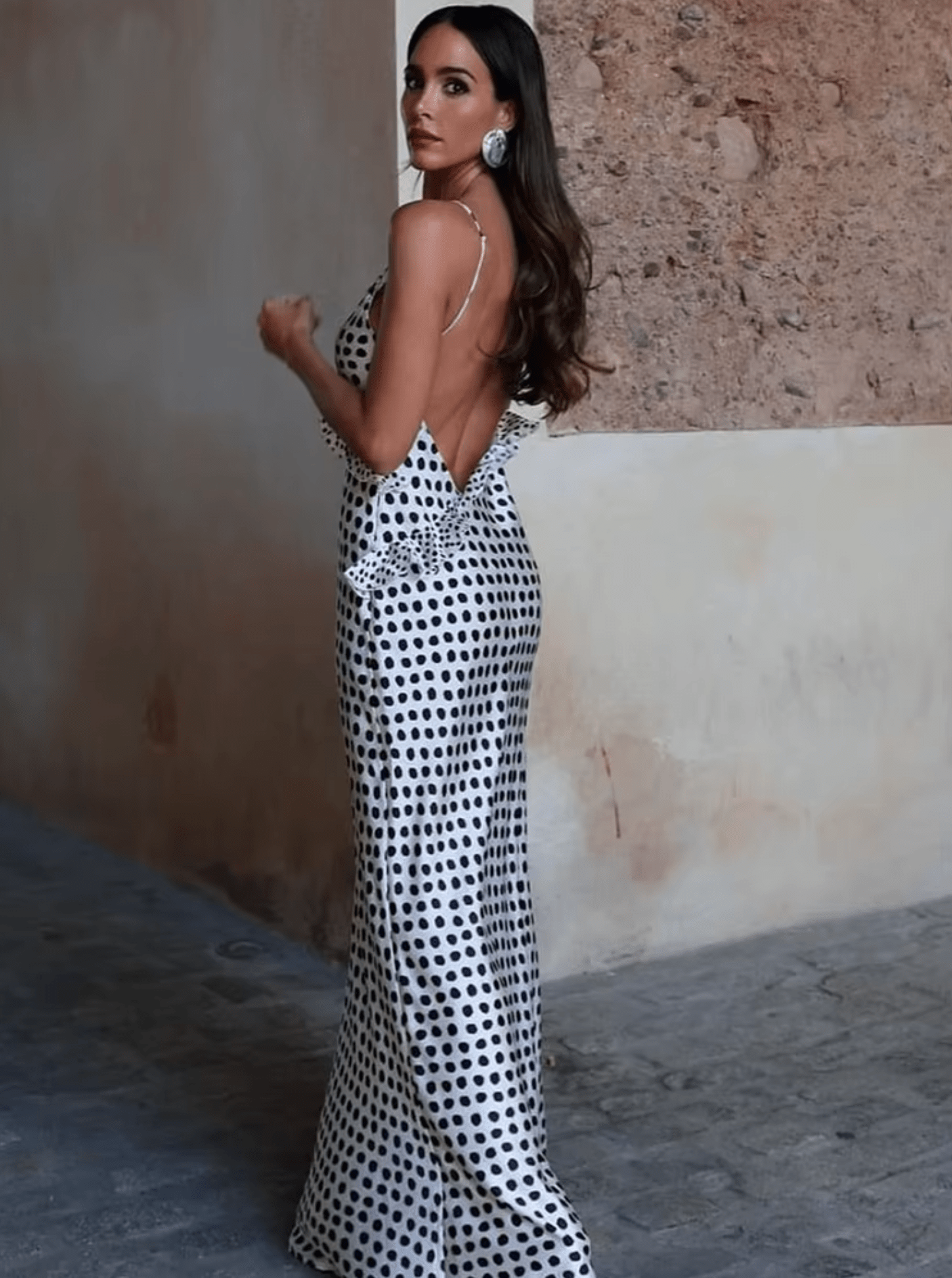 Maxi Jurk Met Zwart-Witte Stippen