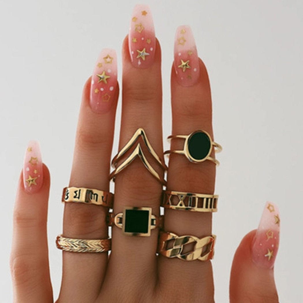 Ringen Set Met Zwarte Tinten