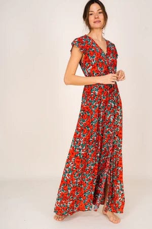 Womens Bloemen Maxi Jurk Rood Bloemen Rode Bloemen Maxi Jurk Ibiza