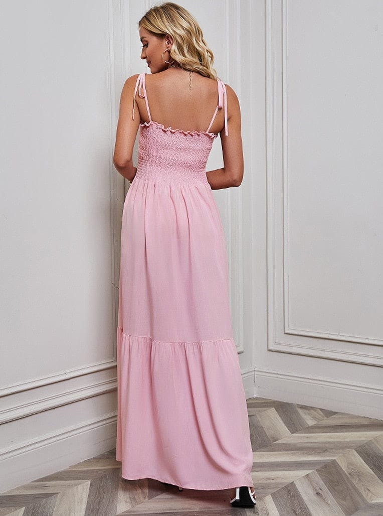 Chicrise Zomerjurk voor dames, spaghetti, lang, zomer, mouwloos, maxi-jurk, V-hals, jurk met bandjes, zwart, M Chicrise Zomerjurk voor dames, spaghetti, lang, zomer, mouwloos, maxi-jurk, V-hals, jurk met bandjes, zwart, M