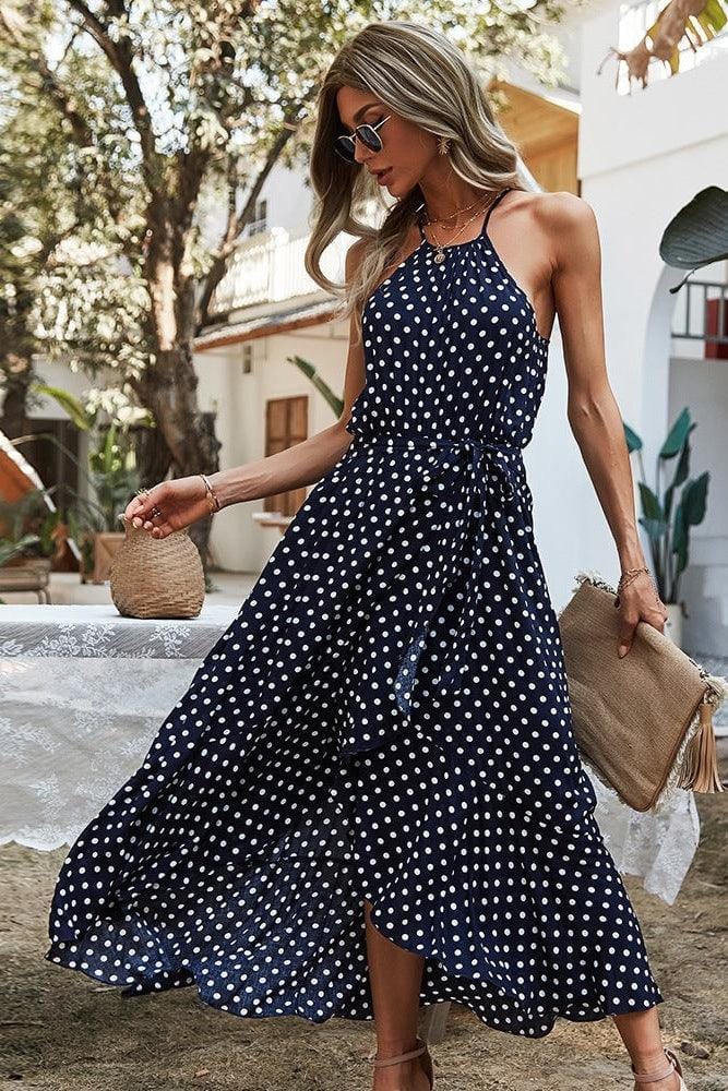 Vestido ibicenco de lunares y tirantes finos Ibiza Vibe