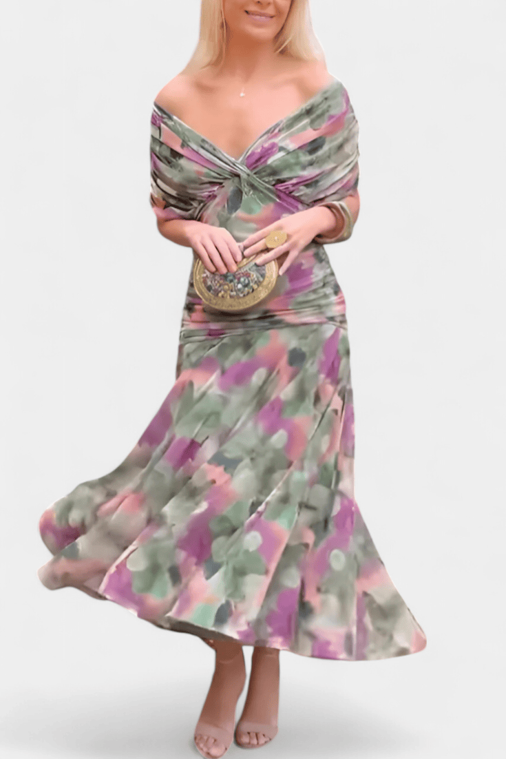 Dames Maxijurk Met Bloemenprint En V Hals