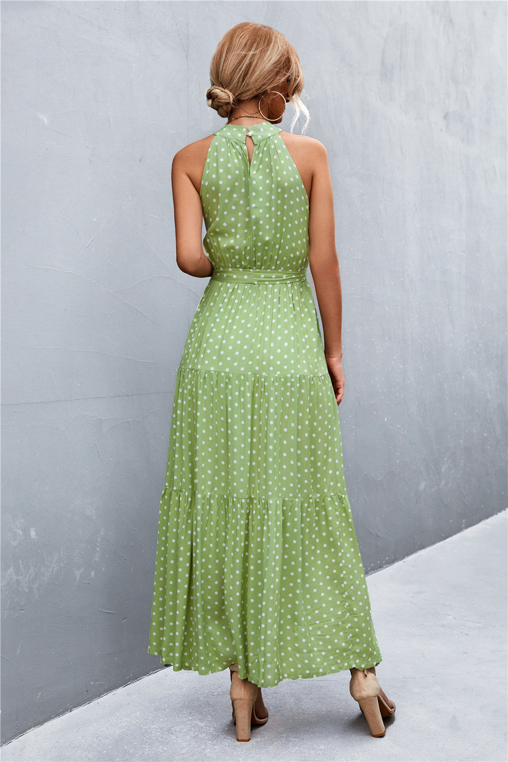 Geprinte Mouwloze Maxi Jurk met Tailleband