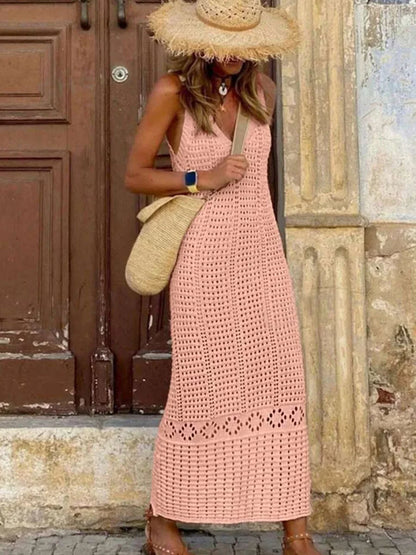 Dames Gehaakte Holle V-hals Strandcover-up Tuniek
