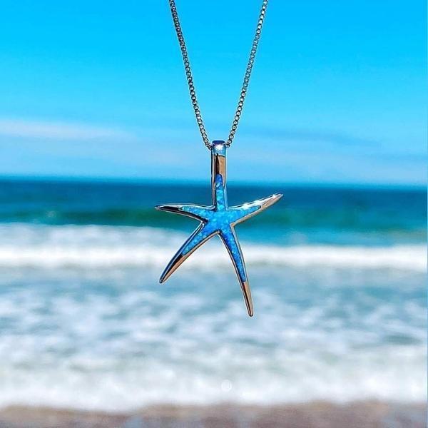 Zilveren Zeeappel Blauwe Opaal Ketting