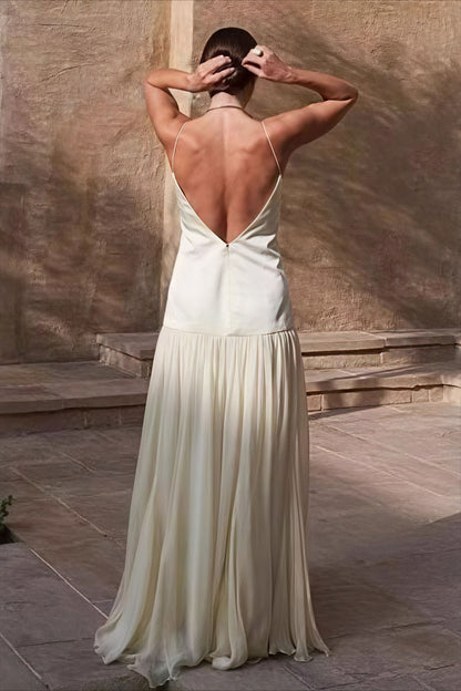 Chiffon Vloeiende Cami Maxi Jurk Abrikoos