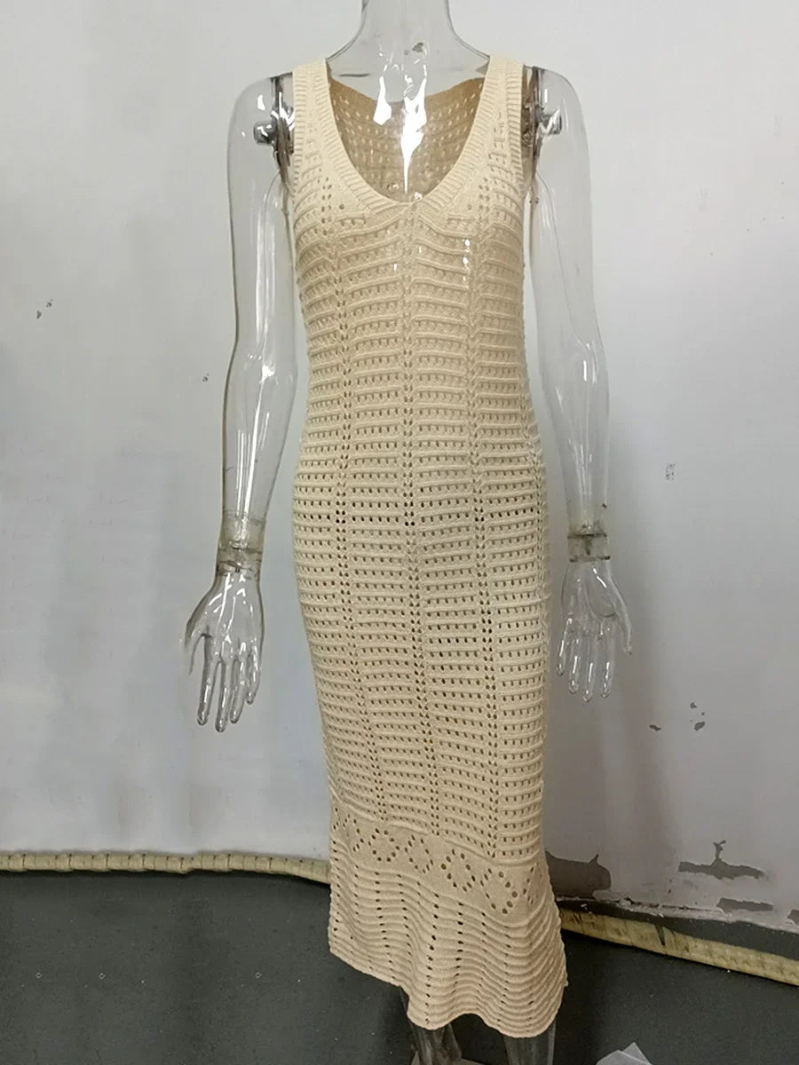 Dames Gehaakte Holle V-hals Strandcover-up Tuniek