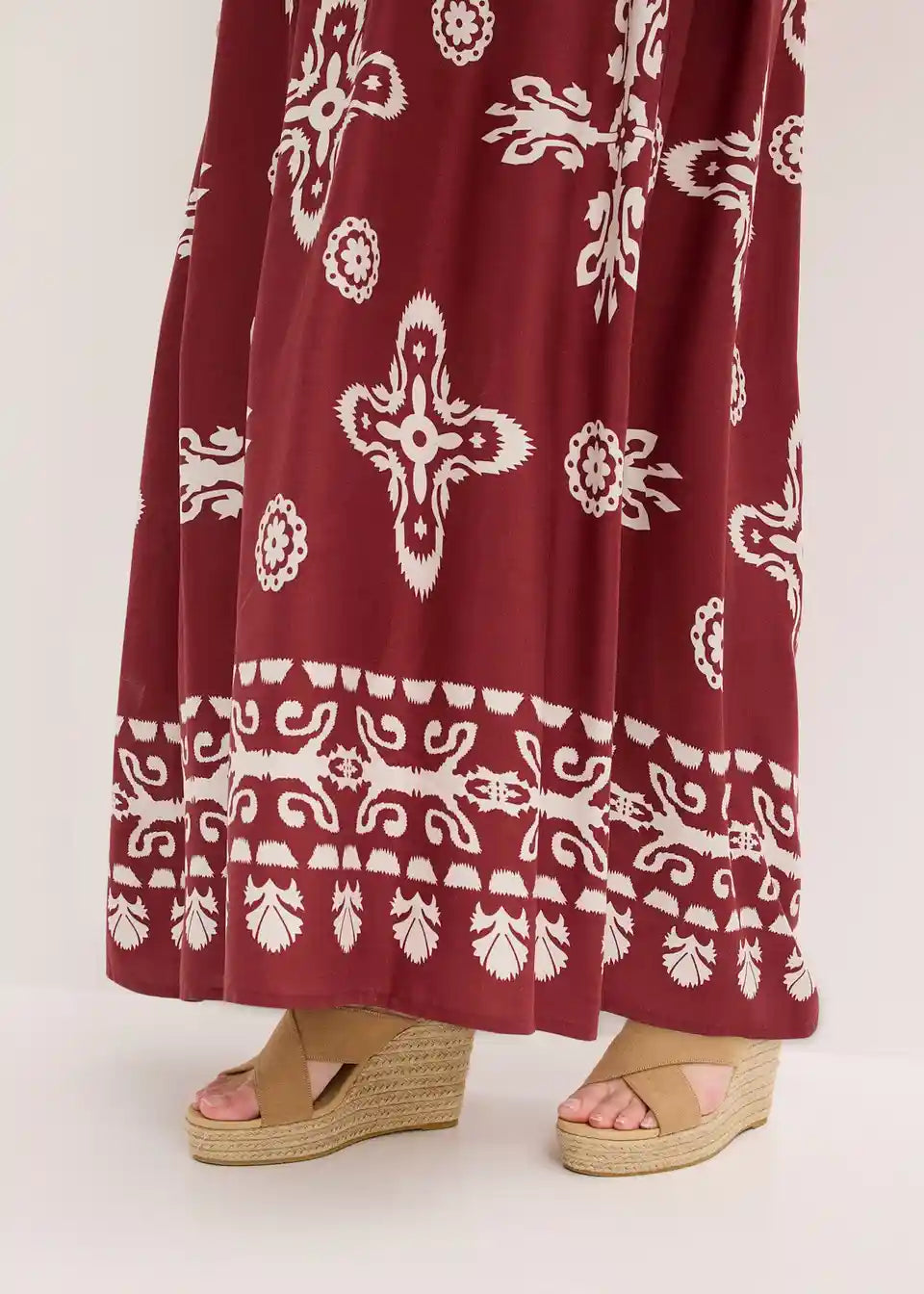 Dames maxijurk met boho uitstraling voor vakantie of strand