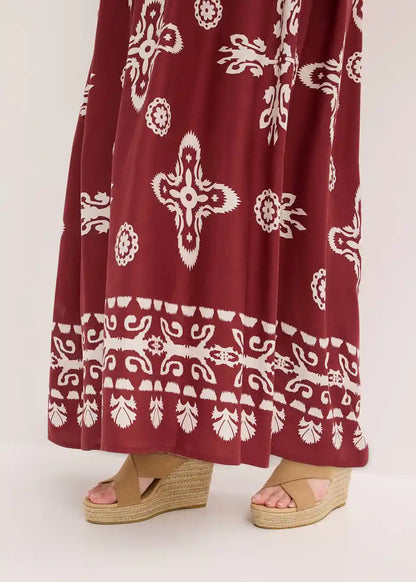 Dames maxijurk met boho uitstraling voor vakantie of strand