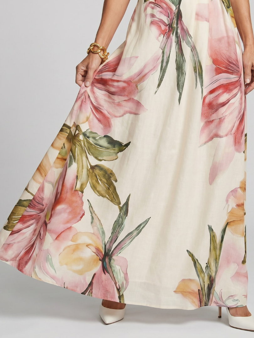 Dames jurk met bloemenprint, geschikt voor zomerse dagen