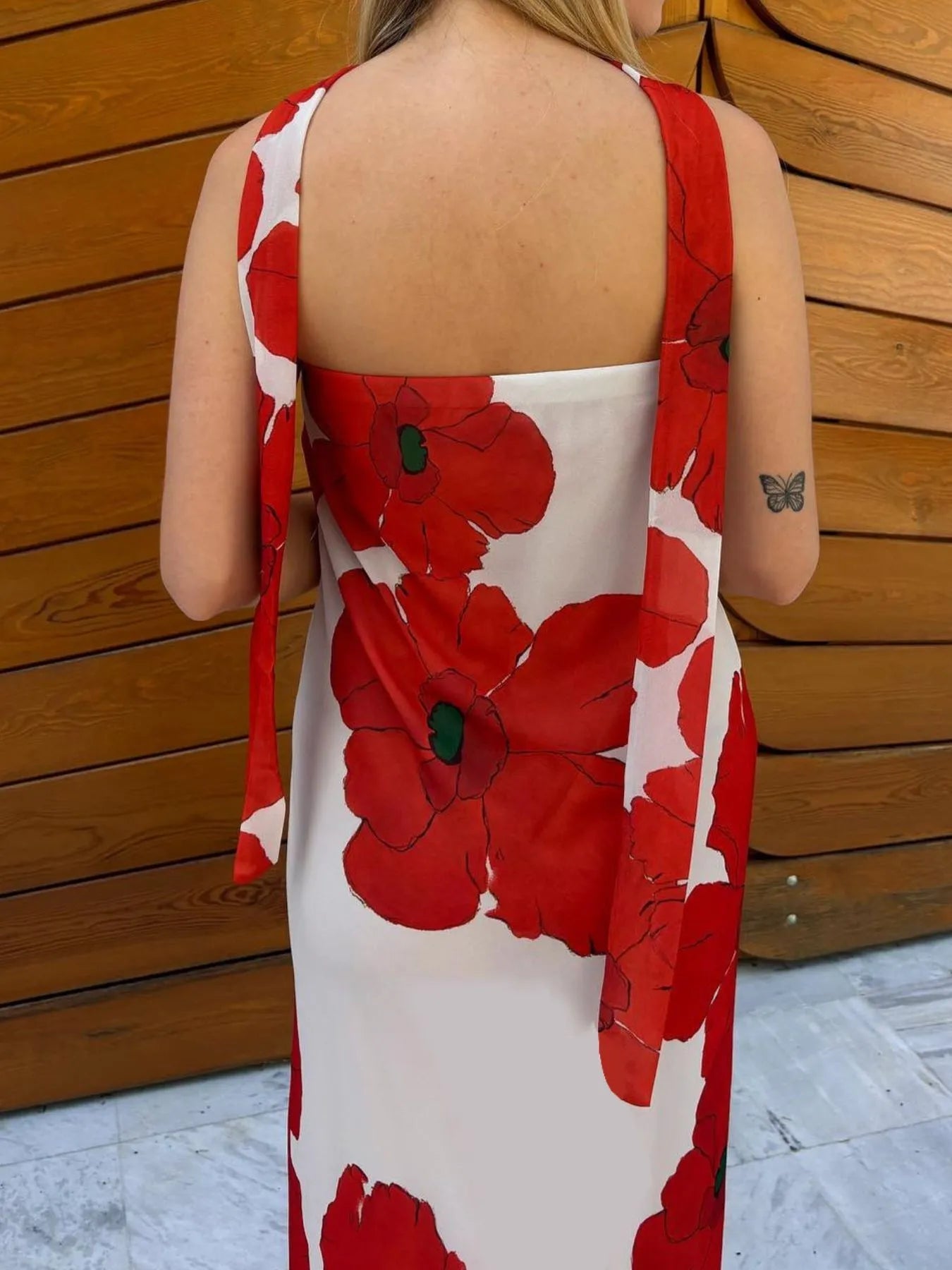 Bedrukt polyester buis maxi-jurk