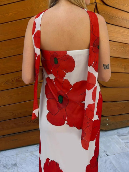 Bedrukt polyester buis maxi-jurk