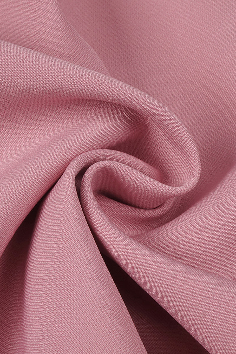 Midi-jurk met een schouder en strikkdetail roze