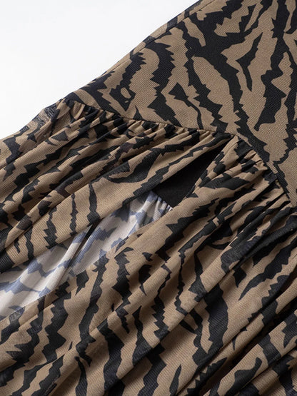 Zebraprint maxi jurk met zijspleet voor een elegante uitstraling
