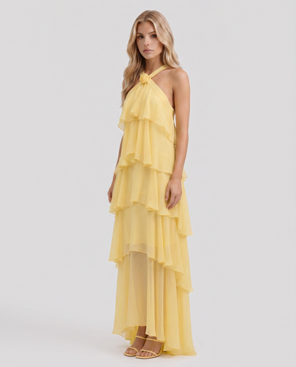 Mouwloze Maxi Jurk met Bloemenprint en Halternek voor Dames