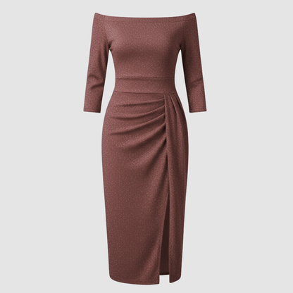 Dames Satijnen Off Shoulder Maxi Jurk Voor Bruiloft