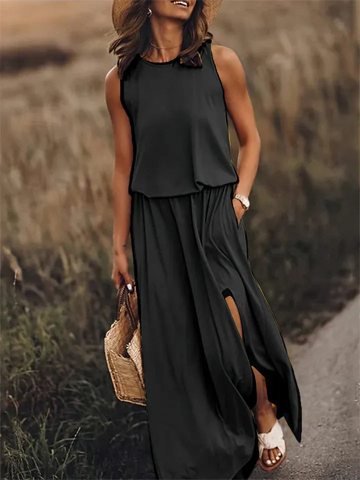 Dames Maxi Jurk Effen Losvallend