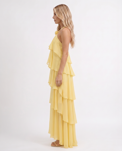 Mouwloze Maxi Jurk met Bloemenprint en Halternek voor Dames