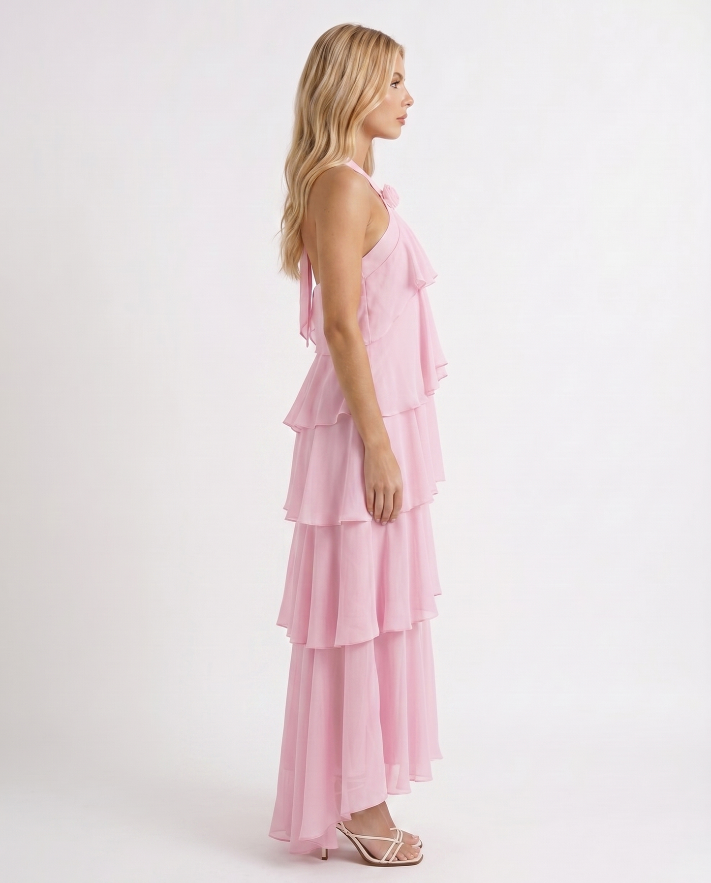 Mouwloze Maxi Jurk met Bloemenprint en Halternek voor Dames