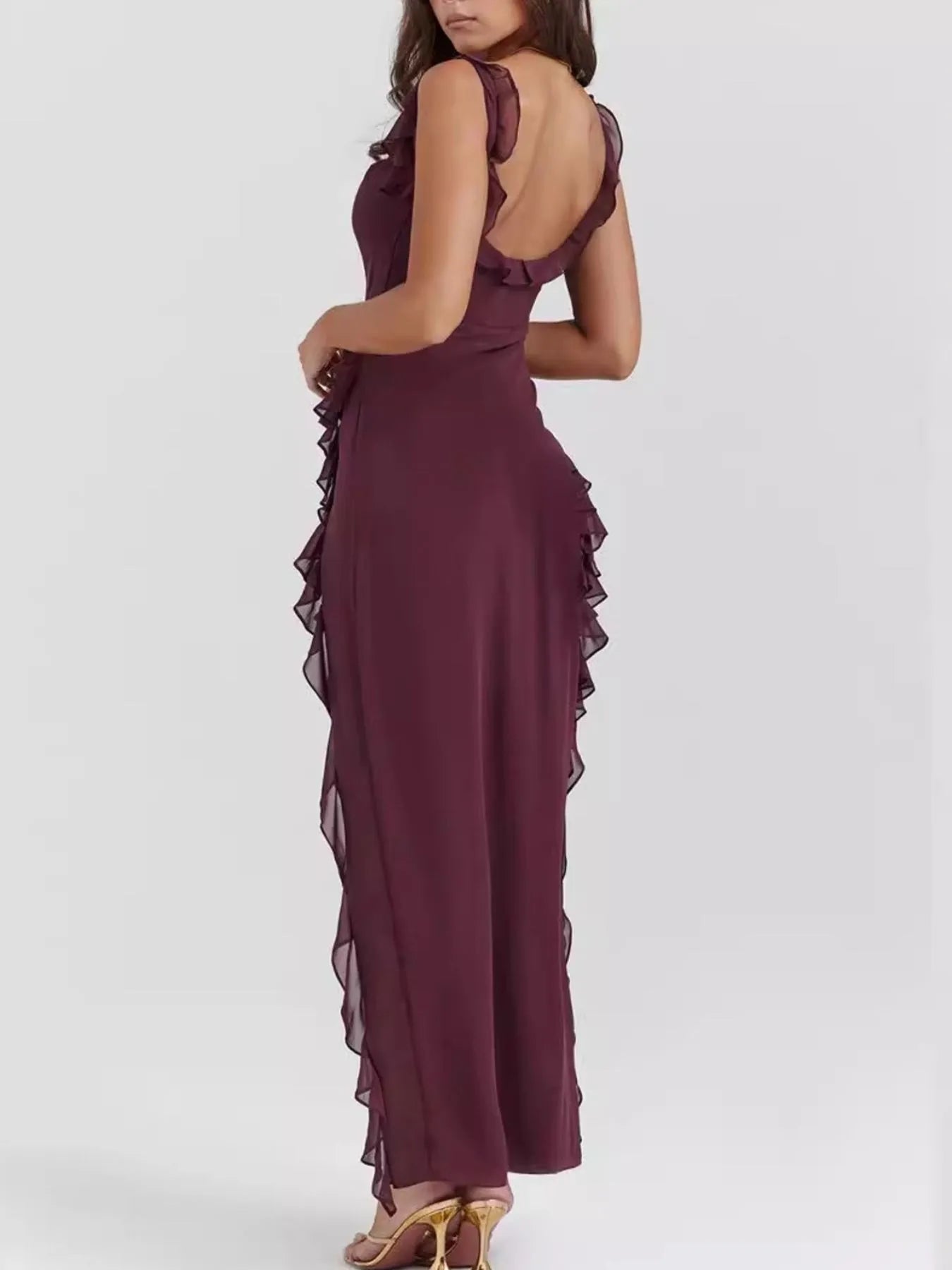 Asymmetrische maxi-jurk met split