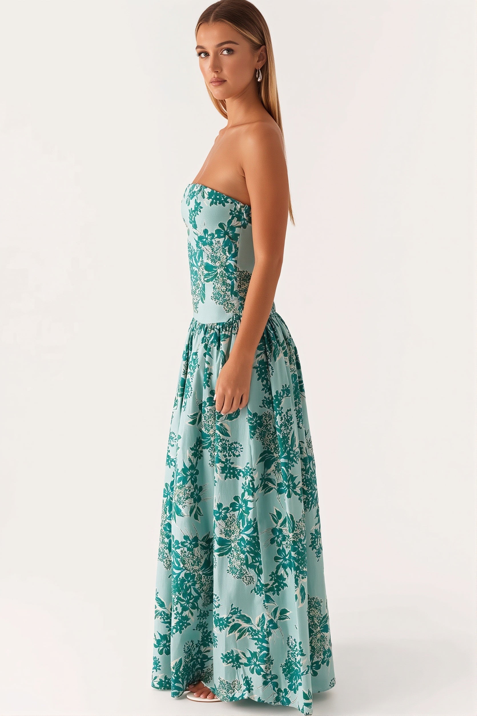 Bedrukte maxi jurk met aansluitende bodycon pasvorm