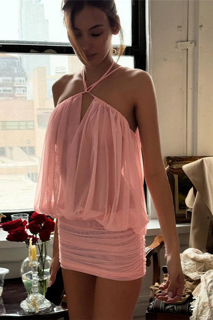 Halternek Backless Bodycon Mini Jurk