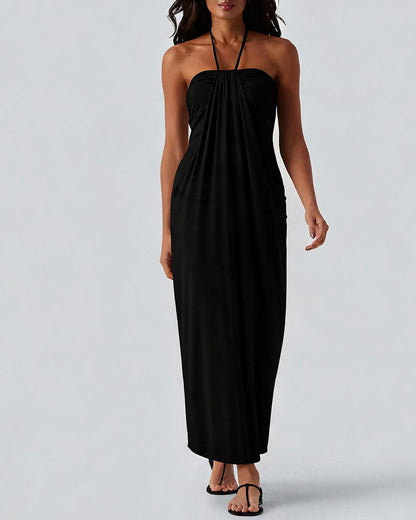 Dames Halter Maxi Jurk Met Drapering