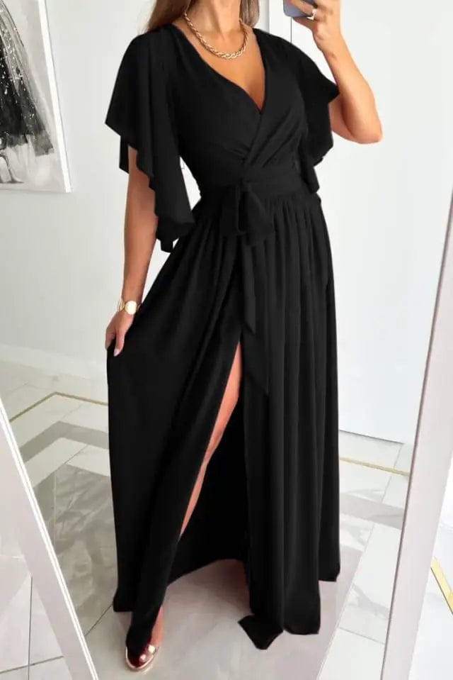 Dames jurk met V-hals en stijlvolle look