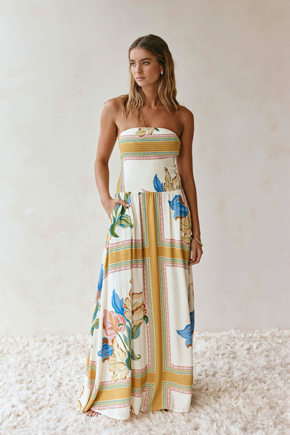 Bandeau maxi-jurk met kleurrijke bloemenprint voor dames