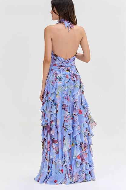 Halter maxi-jurk met striksluiting in de nek
