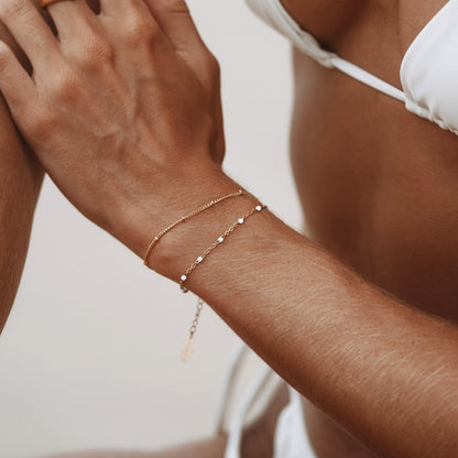 Dubbelgewikkelde witte armband met kralen voor dames