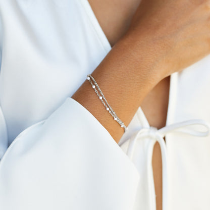 Dubbelgewikkelde witte armband met kralen voor dames