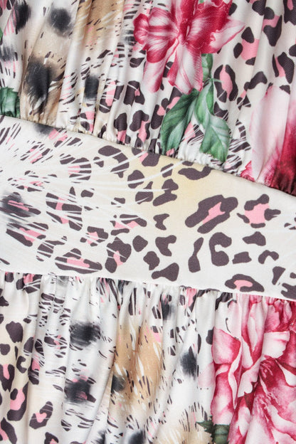 Mini-jurk met halternek en panterprint, zonder rug
