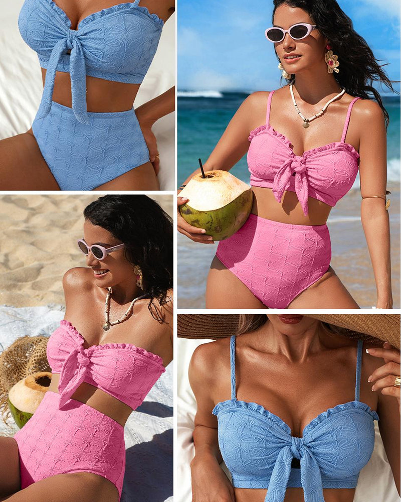 Dames bikini van speciale stof met bandjes detail