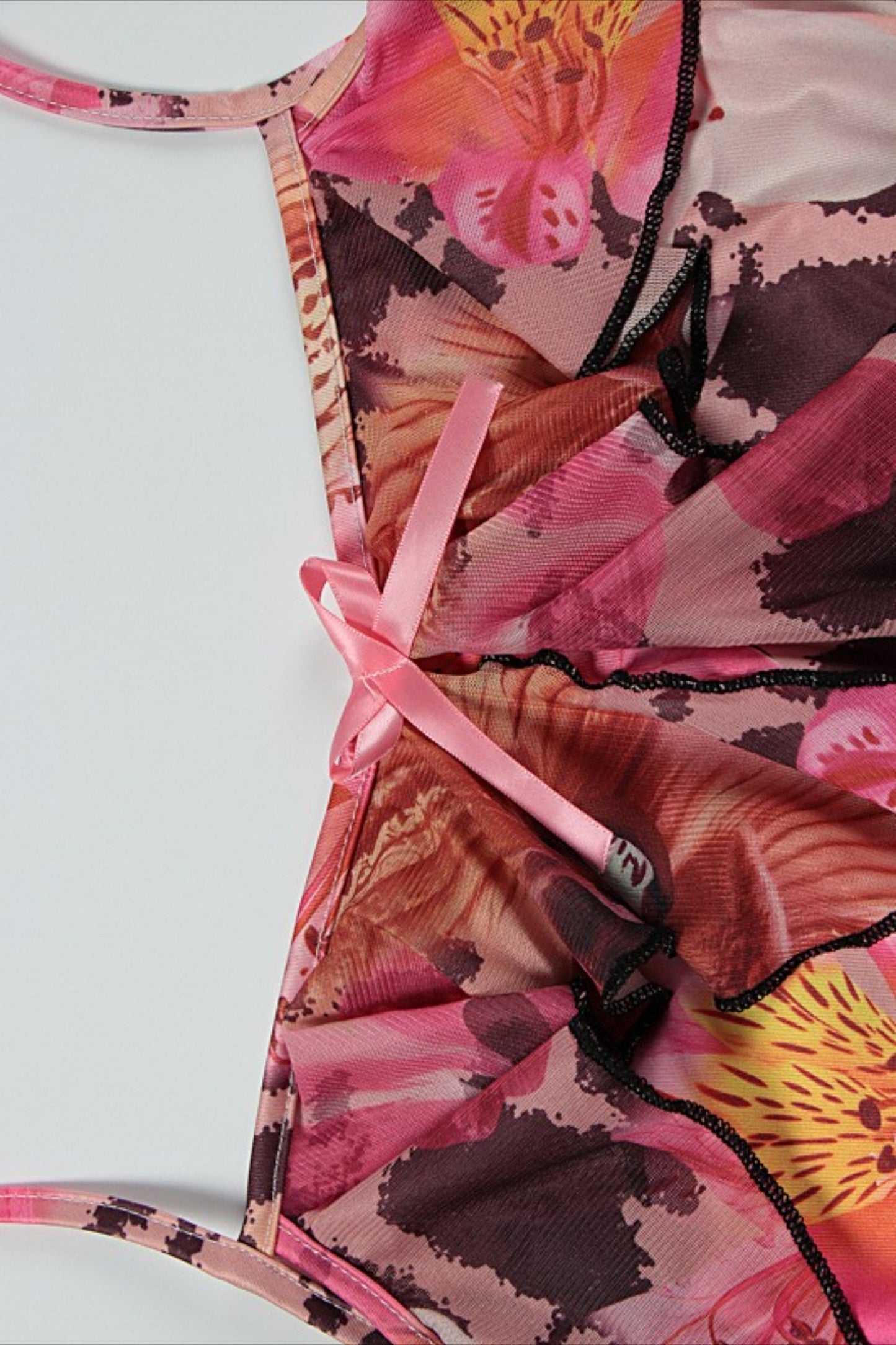 Strapless bodycon maxi jurk met ruches en bloemenprint