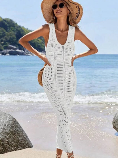 Dames Gehaakte Holle V-hals Strandcover-up Tuniek