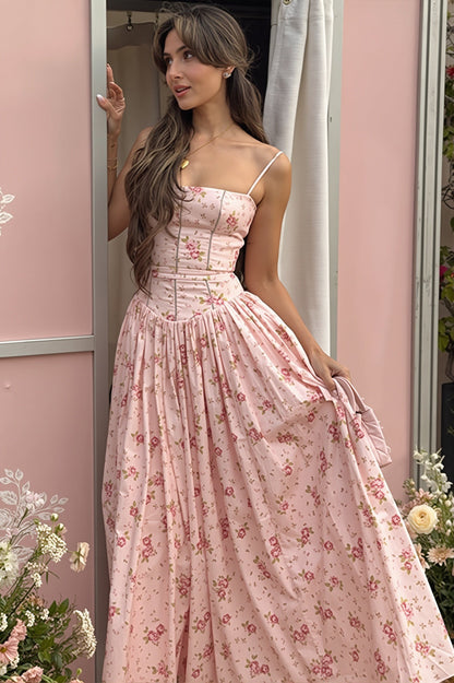 Dames Maxi Slipdress Met Bloemenprint En Hoge Taille