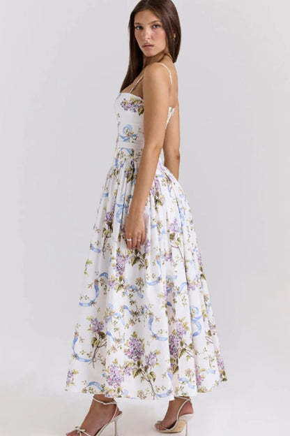 Polyester maxi-jurk met bloemenprint en spaghettibandjes