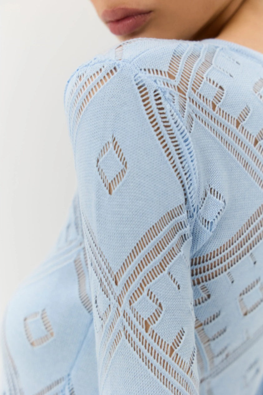 Gebreide Argyle Jacquard Maxi Jurk met Lange Mouwen