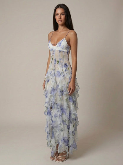 Boheemse maxi-jurk met bloemenprint