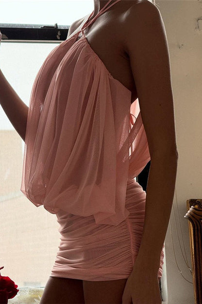 Halternek Backless Bodycon Mini Jurk