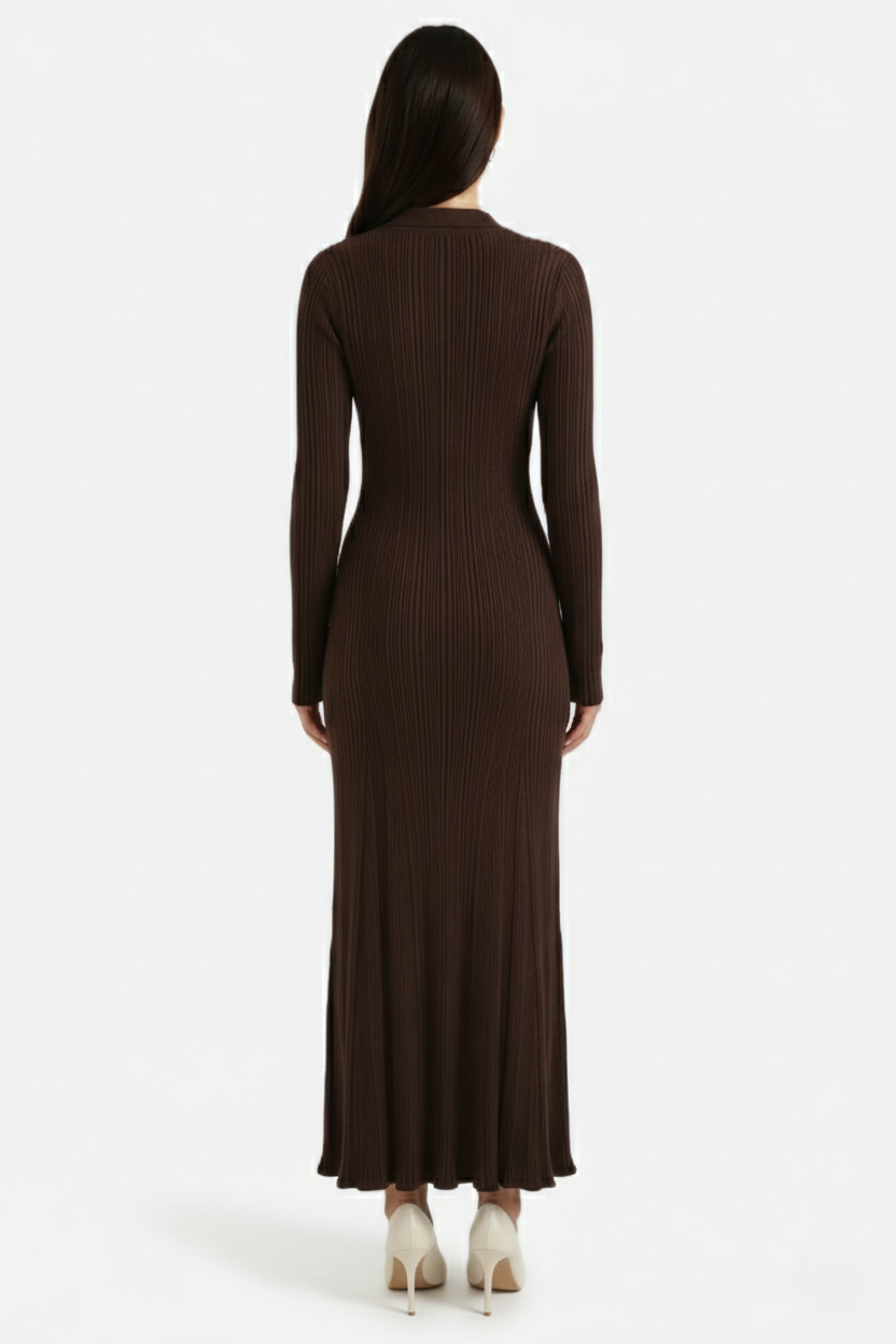 Damesjurk met lange mouwen en elegante maxi-lengte